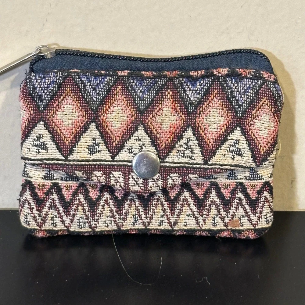 Canyon Sky Southwestern Woven Tapestry Coin Purse Geometric Zip Wallet